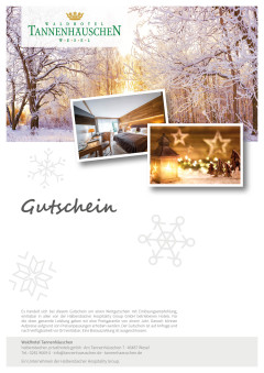 Frühstücks-Gutschein mit drei Bildern, dem Design-Thema Weihnachten und Informationstext.